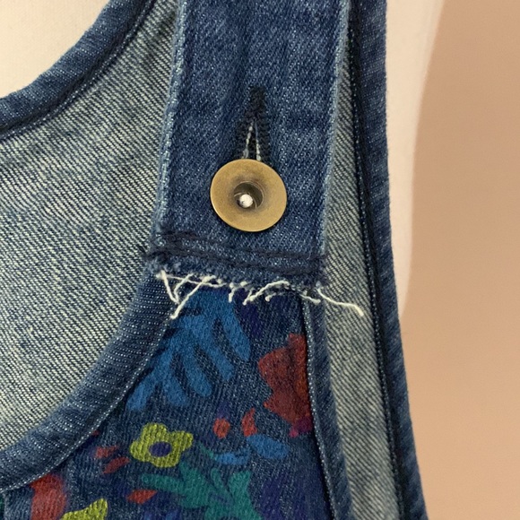 Flygo Women's Floral Printed Wide Leg Distressed Bib Denim Overalls Jumpsuits - Picture 11 of 16